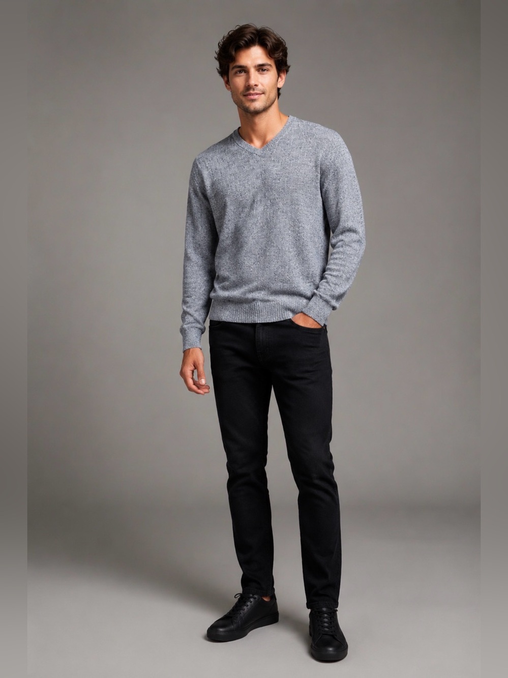 Weatherproof Textured Soft Grey Vneck Sweater Large From Worn Twice R.$45
